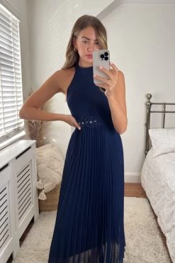 Style Cheat Luisa Halter Pleated Maxi Dress -Fashion Women R62953s4