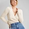 Urban Bliss Collar Wrap Ribbed Ballerina Cardigan -Fashion Women R72128s