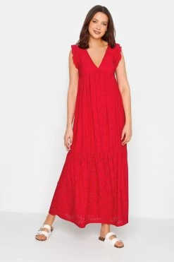 Long Tall Sally Deep V Broderie Tiered Maxi Dress