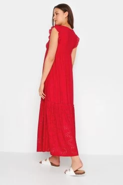 Long Tall Sally Deep V Broderie Tiered Maxi Dress -Fashion Women R72159s3