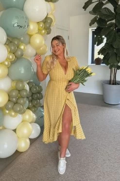 In The Style Carys Whittaker Tie Wrap Frill Midi Dress