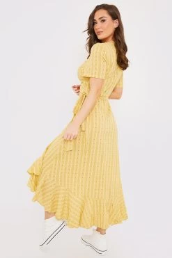 In The Style Carys Whittaker Tie Wrap Frill Midi Dress -Fashion Women R72582s4