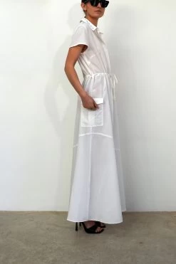 Religion Utility Inspired Maxi Shirt Dress With Patch Pockets -Fashion Women R80369s4