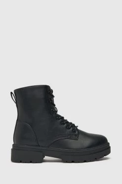 Schuh Ashton Chunky Lace Up Black Boots