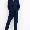 Next Dark Wash Denim Maternity/Nursing Button Denim Jumpsuit -Fashion Women T06 945s