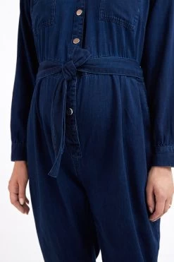 Next Dark Wash Denim Maternity/Nursing Button Denim Jumpsuit -Fashion Women T06 945s4