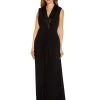 Adrianna Papell Black Plus Jersey Tuxedo Gown -Fashion Women T11845s
