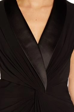 Adrianna Papell Black Plus Jersey Tuxedo Gown -Fashion Women T11845s4