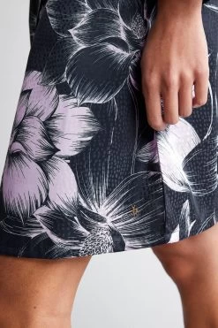 B By Ted Baker Navy Blue/Lilac Purple Jacquard Spot Satin Dressing Gown -Fashion Women T12 486s5