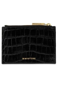 WHISTLES Black Shiny Croc Coin Purse