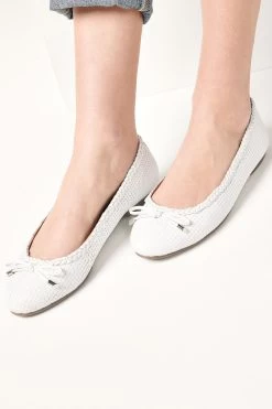 Next White Leather Weave Ballerinas -Fashion Women T28957s3