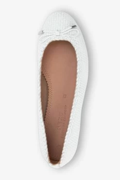 Next White Leather Weave Ballerinas -Fashion Women T28957s6