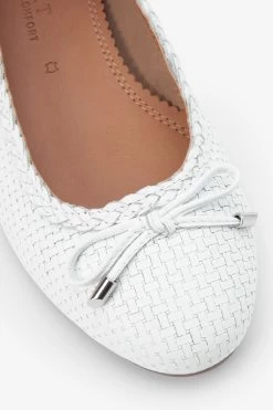 Next White Leather Weave Ballerinas -Fashion Women T28957s7