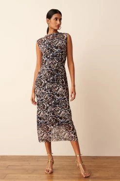 Next Mesh Sleeveless Midi Dress