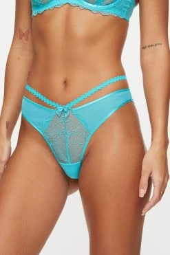 Ann Summers Blue Cadence Embroidered Lace Brazilian Knickers
