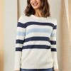 Lakeland Leather Blue Seven Relaxed Striped Jumper -Fashion Women T51543s