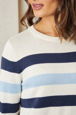 Lakeland Leather Blue Seven Relaxed Striped Jumper -Fashion Women T51543s6