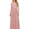 Adrianna Papell Pink Studio Beaded Mesh Covered Gown -Fashion Women T55345s