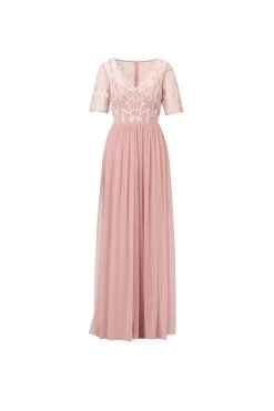 Adrianna Papell Pink Studio Beaded Mesh Covered Gown -Fashion Women T55345s4
