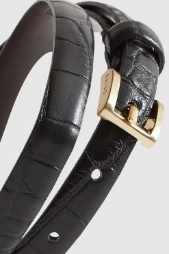 Reiss Molly Mini Leather Croc Embossed Mini Belt -Fashion Women T57902s4