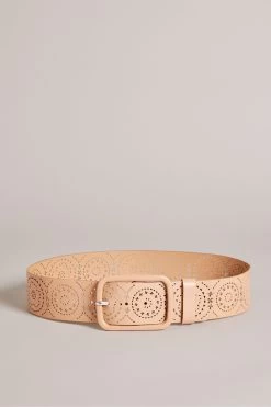 Ted Baker Brown Prelt Laser Cut Detail Wide Belt
