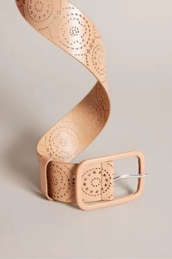 Ted Baker Brown Prelt Laser Cut Detail Wide Belt -Fashion Women T60360s3