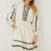 FatFace Natural Devin Embroidered Dress -Fashion Women T60373s