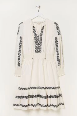 FatFace Natural Devin Embroidered Dress -Fashion Women T60373s6