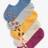 Next Woodland Animals Pattern Invisible Trainer Socks 5 Pack -Fashion Women T79510s