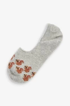 Next Woodland Animals Pattern Invisible Trainer Socks 5 Pack -Fashion Women T79510s5