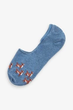 Next Woodland Animals Pattern Invisible Trainer Socks 5 Pack -Fashion Women T79510s6