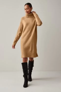 Next Roll Neck Rib Jumper Dress -Fashion Women T87301s3