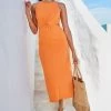 Next Sleeveless Twist Front Cut-Out Cotton Midi Summer Dress -Fashion Women T89 496s