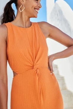 Next Sleeveless Twist Front Cut-Out Cotton Midi Summer Dress -Fashion Women T89 496s4