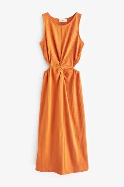 Next Sleeveless Twist Front Cut-Out Cotton Midi Summer Dress -Fashion Women T89 496s6