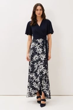 Phase Eight Blue Brogan Lace Skirt Maxi Dress