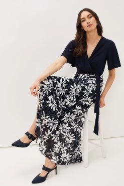 Phase Eight Blue Brogan Lace Skirt Maxi Dress -Fashion Women T89068s3