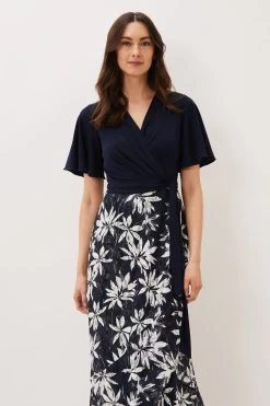 Phase Eight Blue Brogan Lace Skirt Maxi Dress -Fashion Women T89068s4