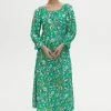Oliver Bonas Green Scoop Frill Neck Midi Dress -Fashion Women T89889s