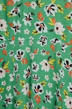 Oliver Bonas Green Scoop Frill Neck Midi Dress -Fashion Women T89889s6