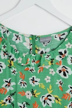 Oliver Bonas Green Scoop Frill Neck Midi Dress -Fashion Women T89889s7