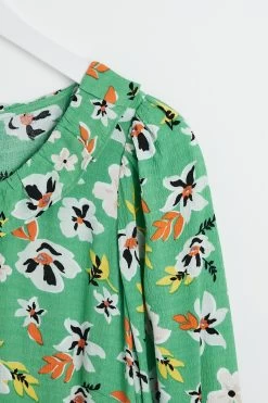 Oliver Bonas Green Scoop Frill Neck Midi Dress -Fashion Women T89889s8