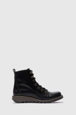 Fly London Black Sore Lace-Up Boots