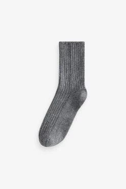 Next Grey Thermal Wool Blend Ankle Socks With Silk 3 Pack -Fashion Women T95286s4