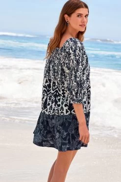 Next Off The Shoulder Square Neck Tiered Mini Dress -Fashion Women TGT655s3