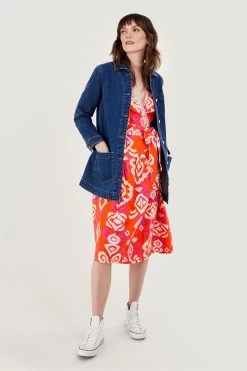 Monsoon Orange Aspen Wrap Dress In Linen Blend -Fashion Women U11962s3