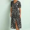 Next Linen Blend Button Down Printed Midi Dress -Fashion Women U35318s