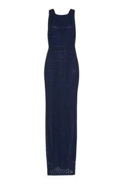 Whistles Blue Lace Tie Back Maxi Dress -Fashion Women U36017s4