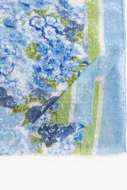 Next White/Blue Floral Foil Lightweight Scarf -Fashion Women U36308s5