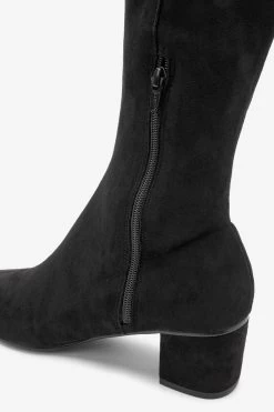 Next Black Forever Comfort Sock Block Heel Knee High Boots -Fashion Women U41838s7